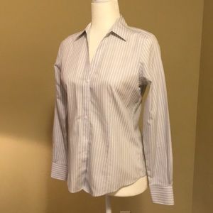 Brooks Brothers Petite Fitted Non Iron Blue Blouse